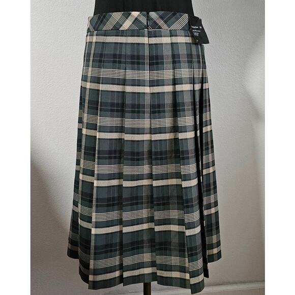 NWT Aritzia Sunday Best Women's Plaid Olive Green Pleated Midi Skirt 8 - Picture 7 of 14
